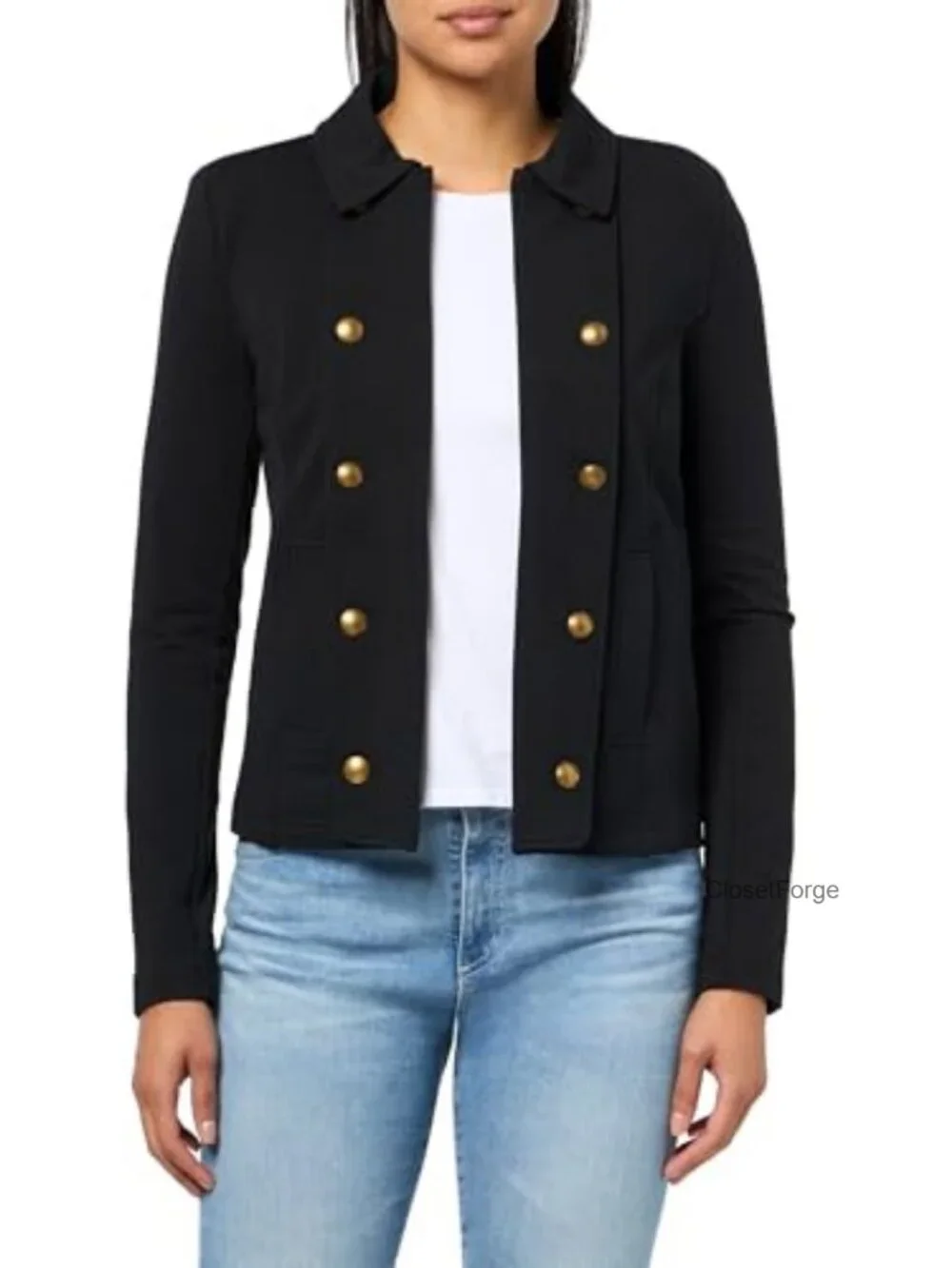 Women's Open Front Knit Captains Jacket - Lightweight Cotton Blend